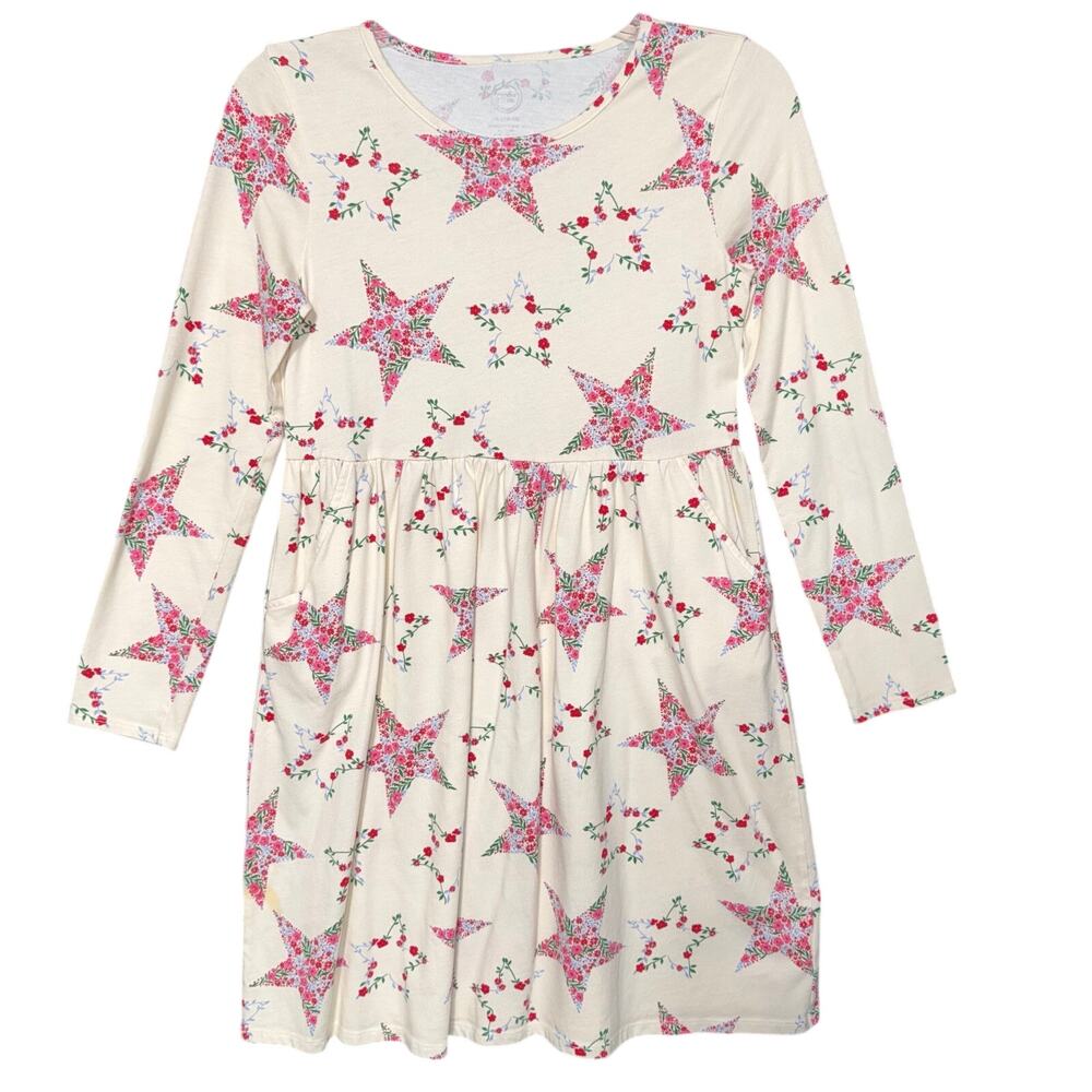 Wonder Nation Girls Shirt Dress Floral Star Print Long Sleeve High Waist Pockets